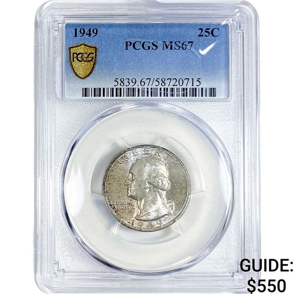 1949 Washington Silver Quarter PCGS MS67