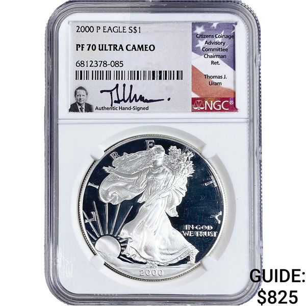 2000 Silver Eagle NGC PF70 Ultra Cameo