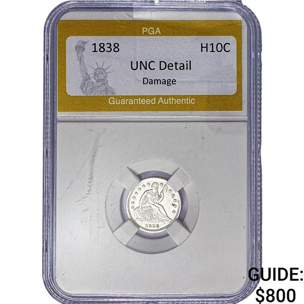1838 Seated Liberty Half Dime PGA UNC Detail  Damage