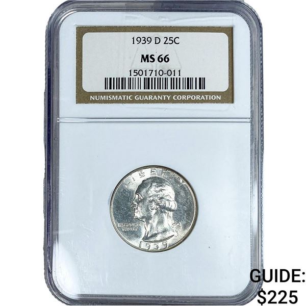 1939-D Washington Silver Quarter NGC MS66