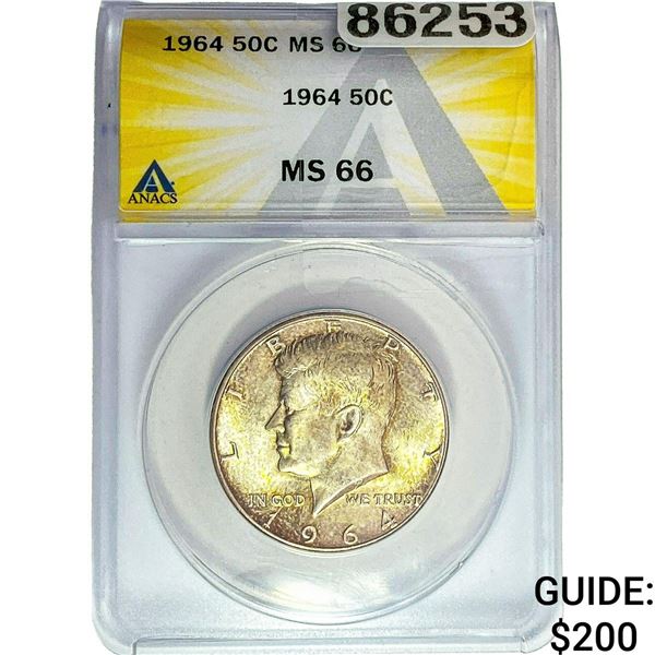 1964 Kennedy Half Dollar ANACS MS66