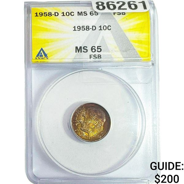 1958-D Roosevelt Dime ANACS MS65 FSB