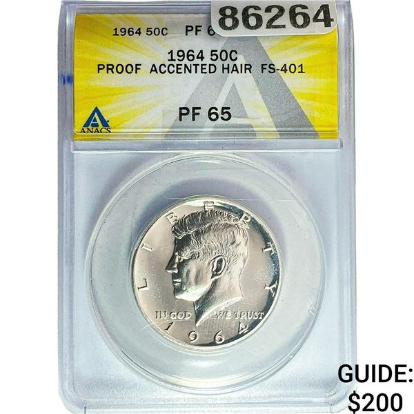 1964 Kennedy Half Dollar ANACS PF65