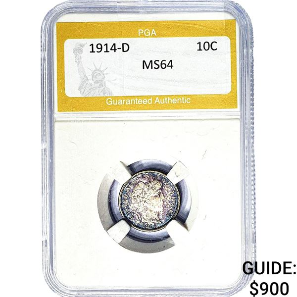 1914-D Barber Dime PGA MS64