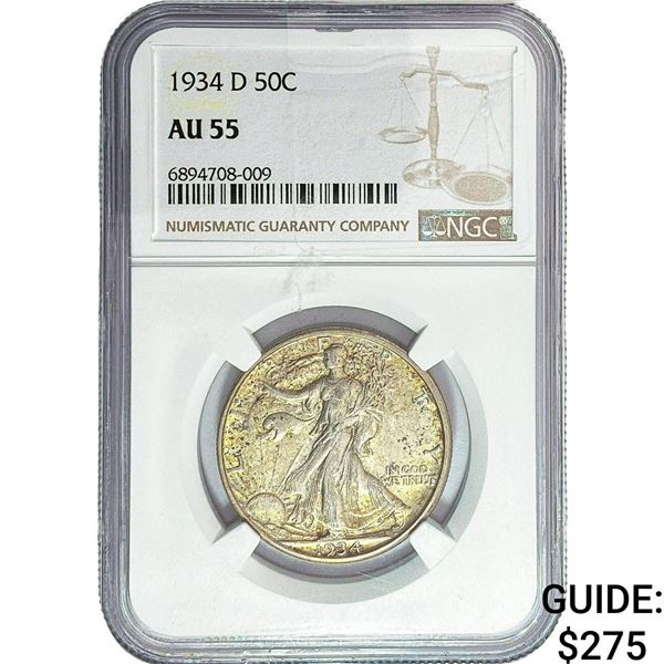 1934-D Walking Liberty Half Dollar NGC AU55