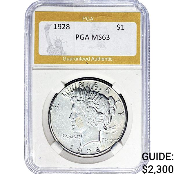 1928 Silver Peace Dollar PGA MS63