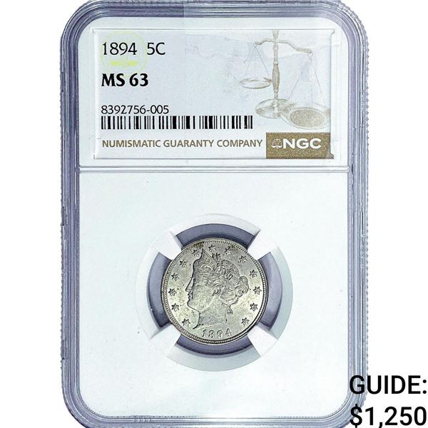 1894 Liberty Victory Nickel NGC MS63