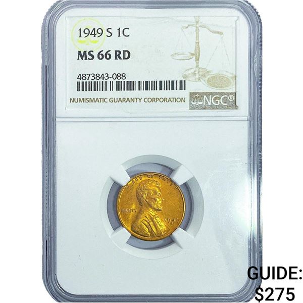 1949-S Wheat Cent NGC MS66 RD