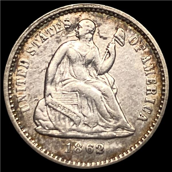 1862 Silver Seated Liberty Half Dime CLOSELY  UNCIRCULATED