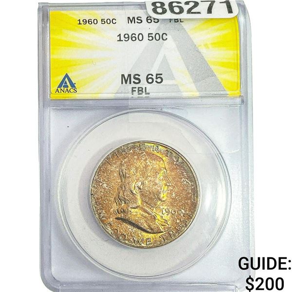 1960 Franklin Half Dollar ANACS MS65 FBL