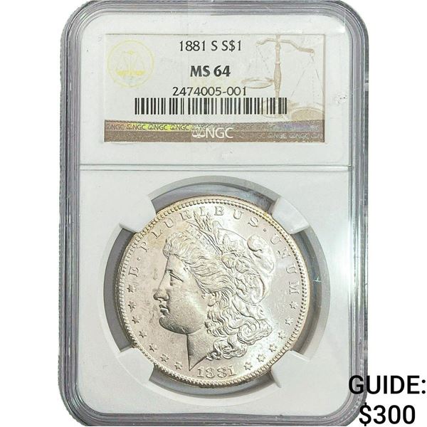 1881-S Morgan Silver Dollar NGC MS64