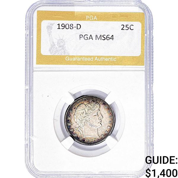 1908-D Barber Quarter PGA MS64