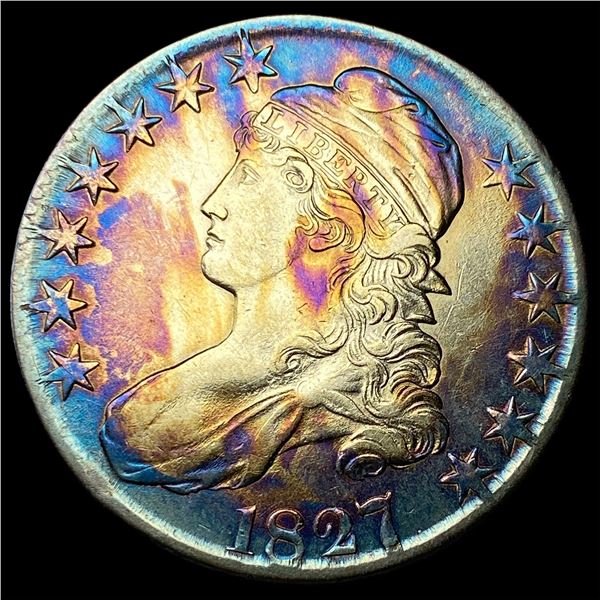 1827 Toned Capped Bust Half Dollar CLOSELY  UNCIRCULATED