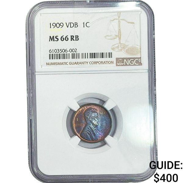 1909 VDB Wheat Cent NGC MS66 RB