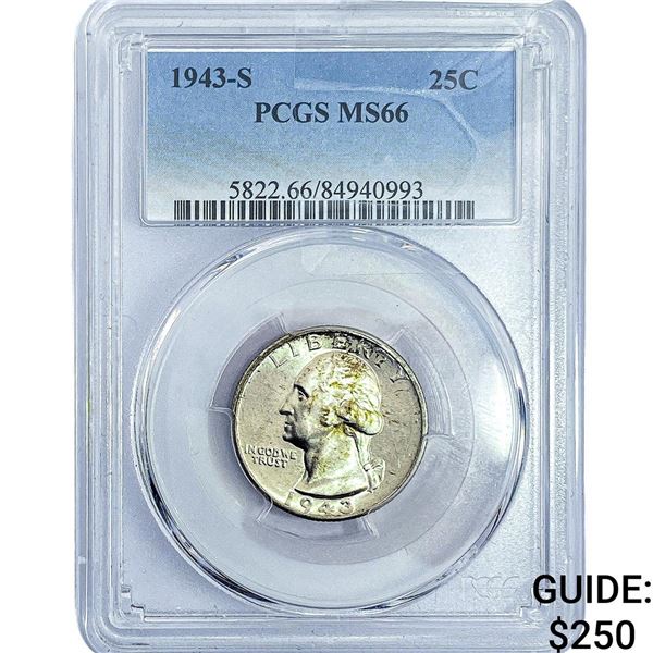 1943-S Washington Silver Quarter PCGS MS66
