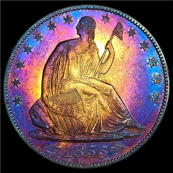 1855-O Toned Seated Liberty Half Dollar  CLOSELY UNCIRCULATED