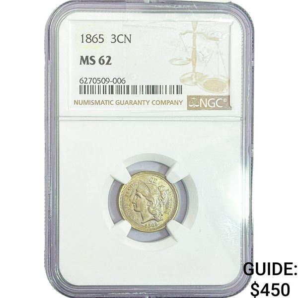 1865 Nickel Three Cent NGC MS62