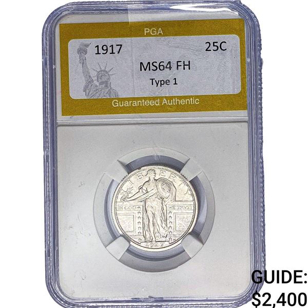 1917 Standing Liberty Quarter PGA MS64 FH  Type 1