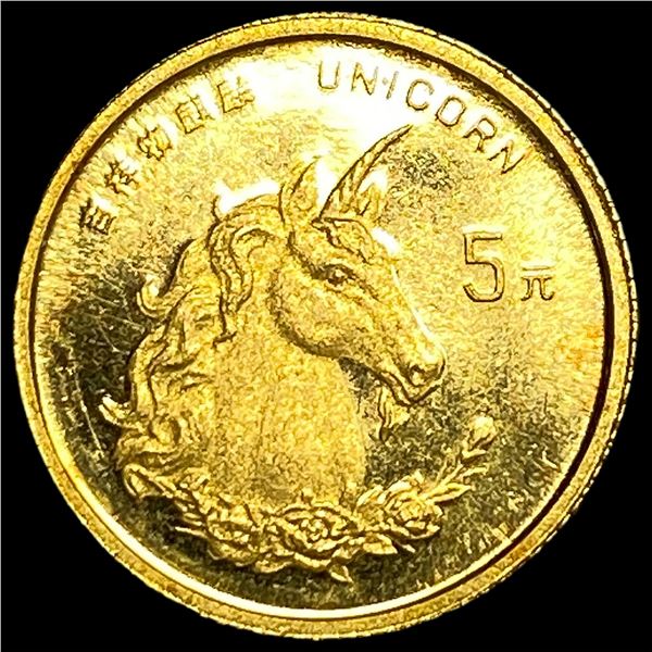 1996 China Gold 5 Yuan Unicorn 1/20oz GEM  PROOF