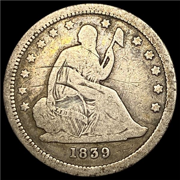 1839 Silver Seated Liberty Quarter LIGHTLY  CIRCULATED