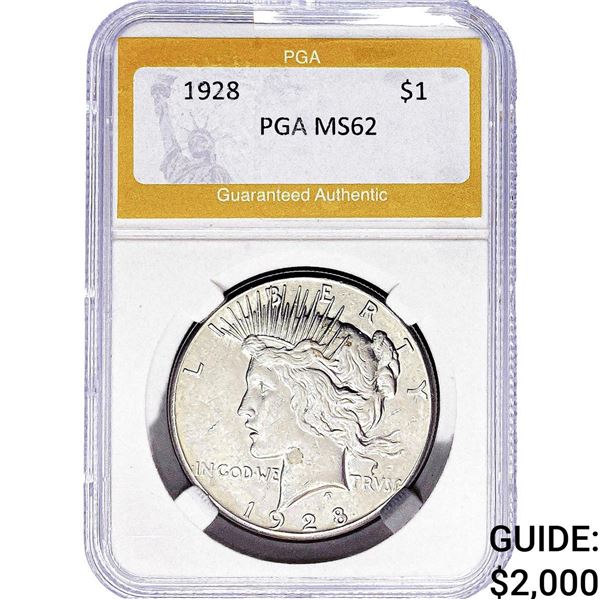 1928 Silver Peace Dollar PGA MS62