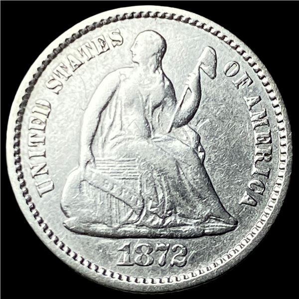 1872 Seated Liberty Silver Half Dime CHOICE  AU