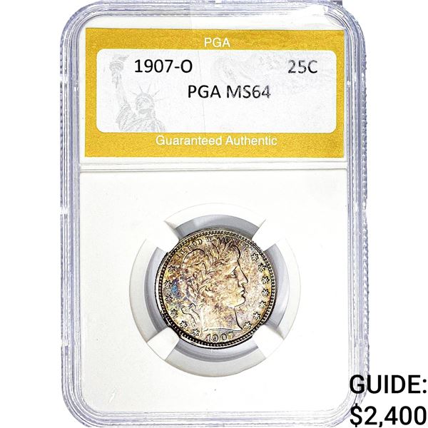 1907-O Barber Quarter PGA MS64