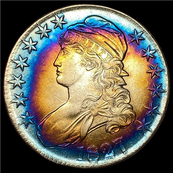 1827 Toned Capped Bust Half Dollar CLOSELY  UNCIRCULATED