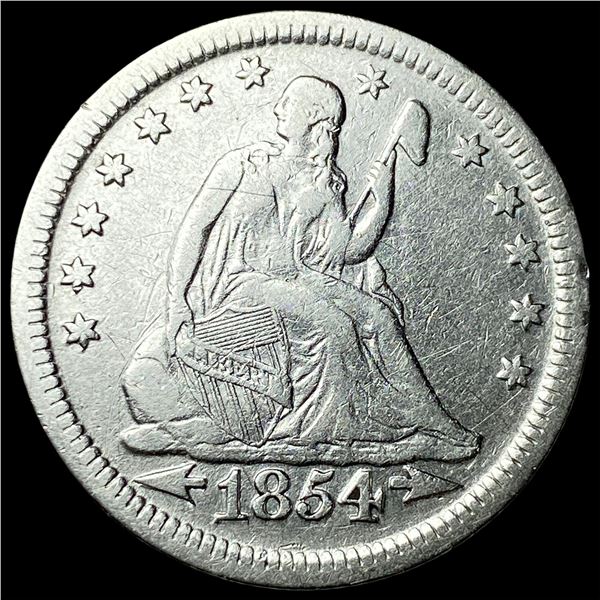 1854 Arrows Seated Liberty Quarter NEARLY  UNCIRCULATED