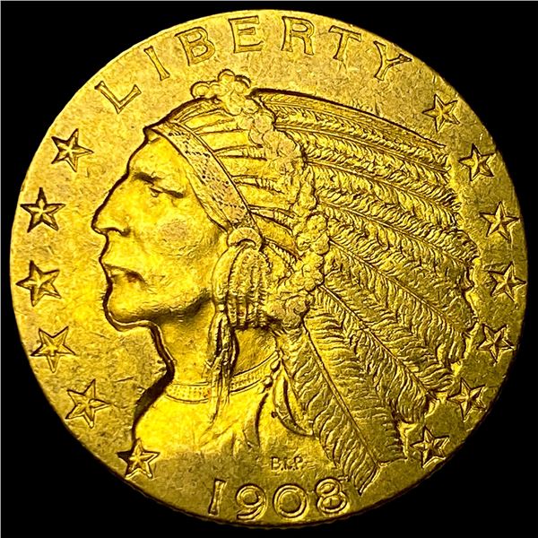1908 Indian Head $5 Gold Half Eagle CLOSELY  UNCIRCULATED