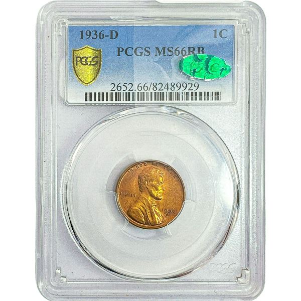 1936-D Wheat Cent PCGS MS66 RB