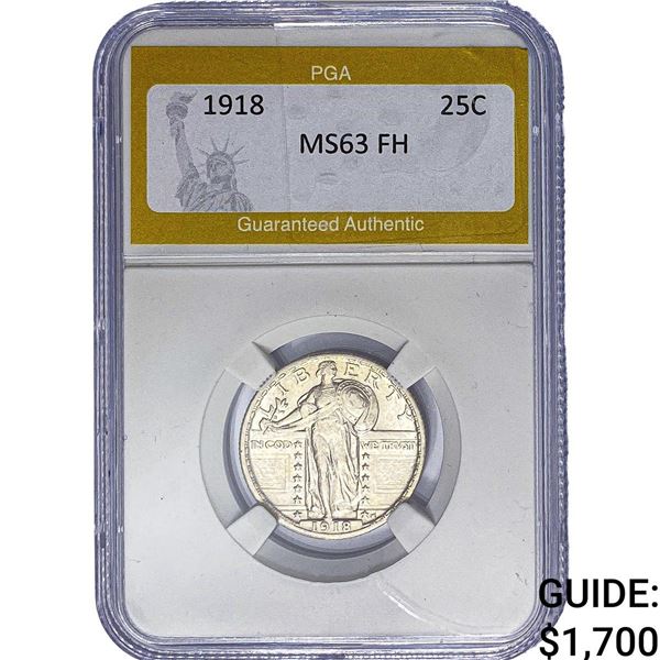 1918 Standing Liberty Quarter PGA MS63 FH