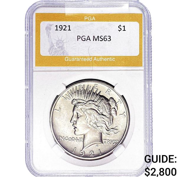 1921 Silver Peace Dollar PGA MS63