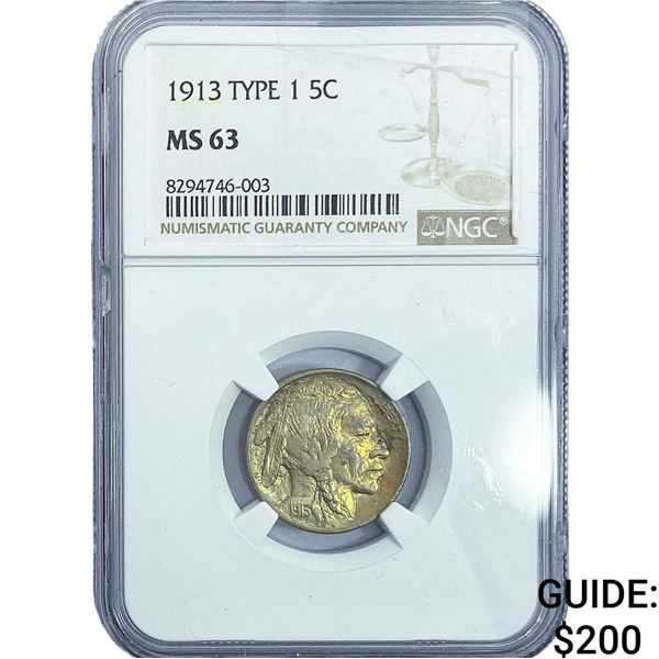 1913 Buffalo Nickel NGC MS63 Type 1
