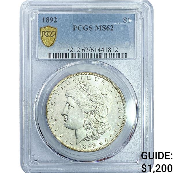 1892 Morgan Silver Dollar PCGS MS62