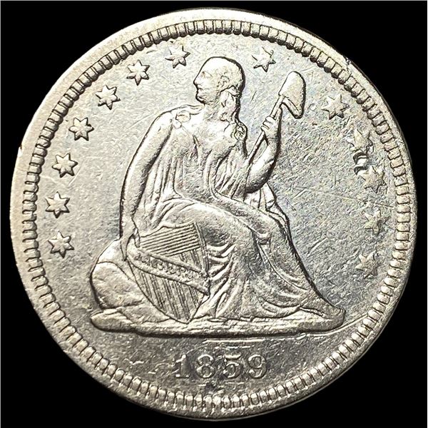 1859 Seated Liberty Silver Quarter NEARLY  UNCIRCULATED