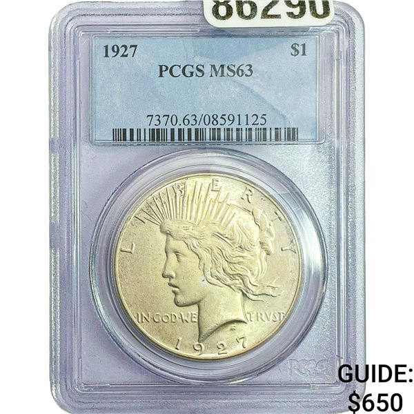 1927 Silver Peace Dollar PCGS MS63