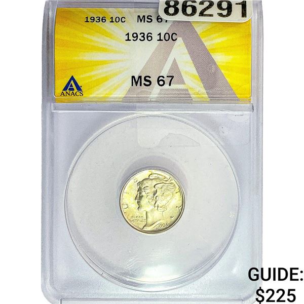 1936 Mercury Silver Dime ANACS MS67