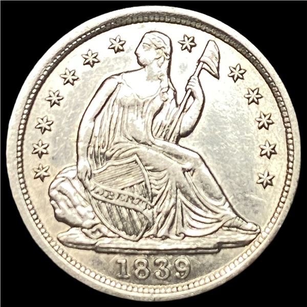 1839 Silver Seated Liberty Half Dime CHOICE  AU