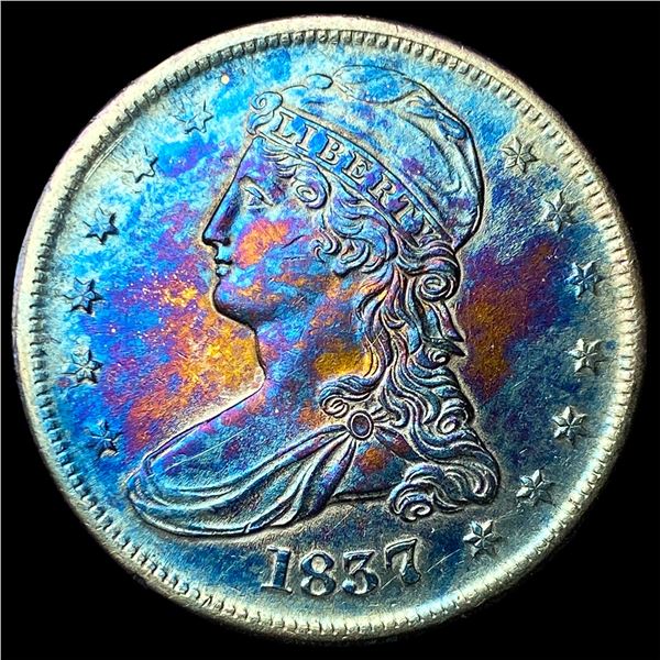 1837 Toned Capped Bust Half Dollar CLOSELY  UNCIRCULATED