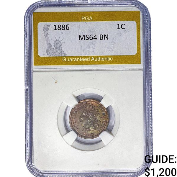 1886 Indian Head Cent PGA MS64 BN