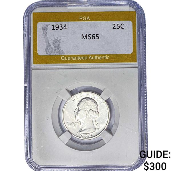 1934 Washington Silver Quarter PGA MS65