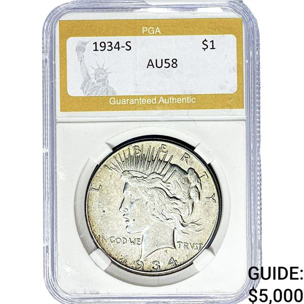 1934-S Silver Peace Dollar PGA AU58