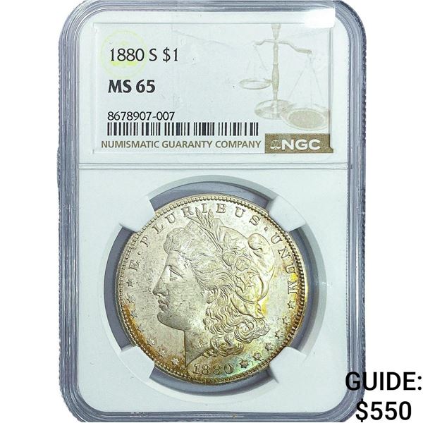 1880-S Morgan Silver Dollar NGC MS65