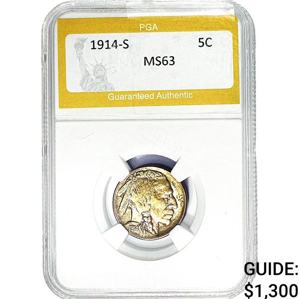 1914-S Buffalo Nickel PGA MS63