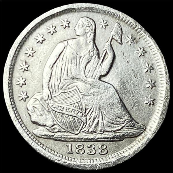1838 Silver Seated Liberty Half Dime NEARLY  UNCIRCULATED