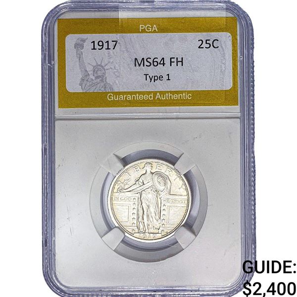 1917 Standing Liberty Quarter PGA MS64 FH  Type 1