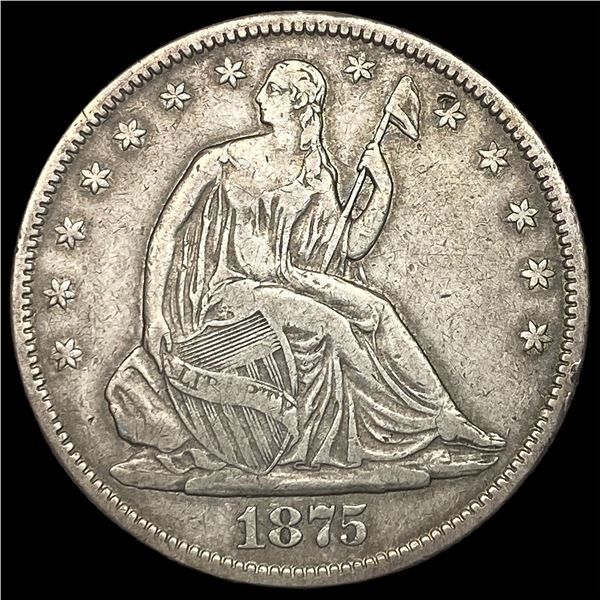 1875-S Silver Seated Liberty Half Dollar  NEARLY UNCIRCULATED