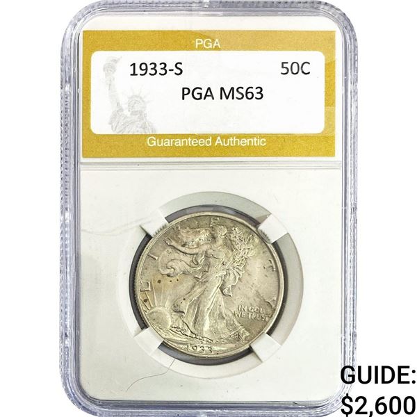 1933-S Walking Liberty Half Dollar PGA MS63