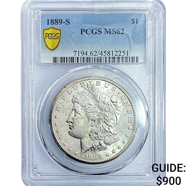 1889-S Morgan Silver Dollar PCGS MS62